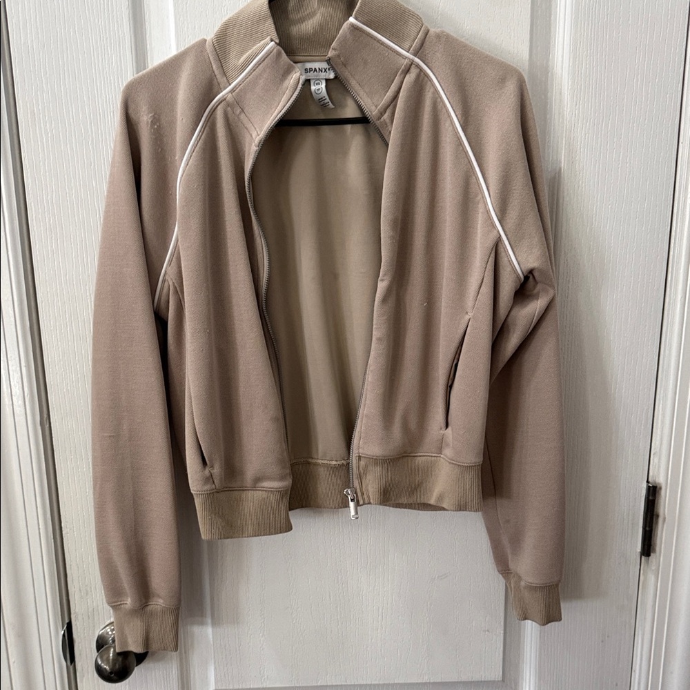 SPANX Beige Bomber Jacket with Light Accents